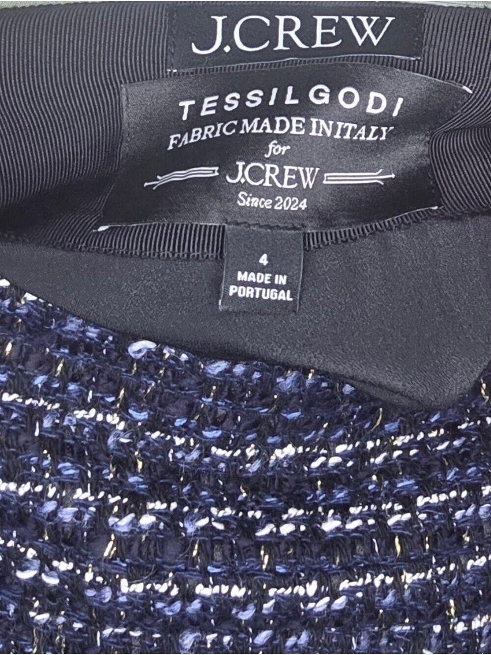 J.Crew Tessilgod Italian Tweed Mini Skirt 4 Navy Quiet Luxury - Picture 11 of 14